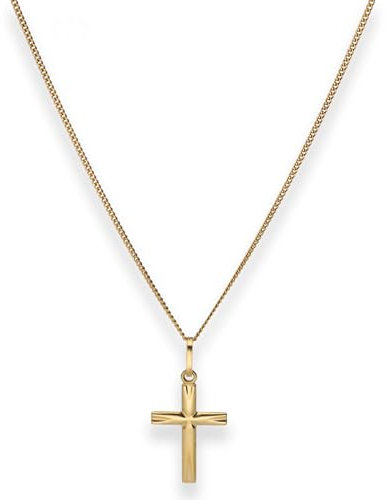 1mm Collier Panzerkette Goldkette mit Kreuz Halskette aus 585 Gold Gelbgold 45cm