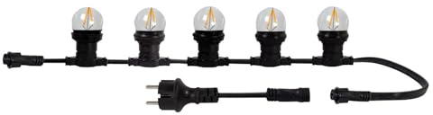 TIBELEC Guirlande LED Connectable 10 Douilles E27-10 Ampoules à Filament 85LM, Idéale pour Extérieur