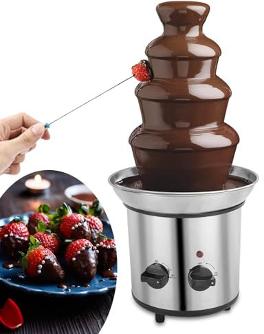 WUDLEP 4 Tier Chocolate Fountain Machine, Electric Chocolate Melting Fountain Nostalgia Machine, Large Chocolate Melting Fondue Maker, Universal 220V Chocolate Melting Machine for Party Banquet