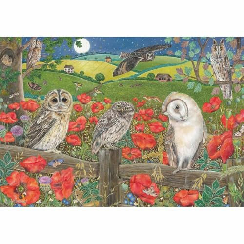 Owls in Poppy Fields - 500 Piece Jigsaw Puzzle