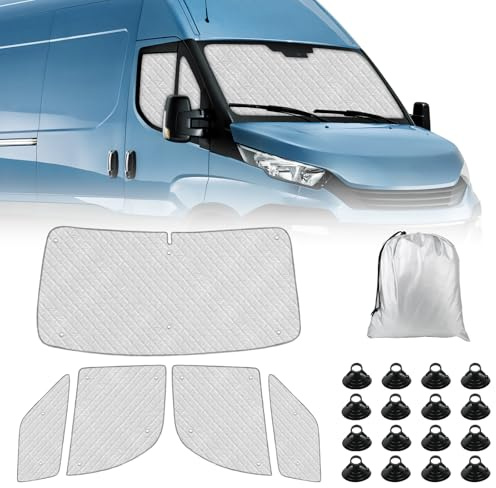 Parasol del Parabrisas Automóvil Reemplazo para Iveco Daily 2014-2025 5 Piezas, Cabina del Conductor, Cubierta de Parasol Automóvil, Plegable Forro Negro