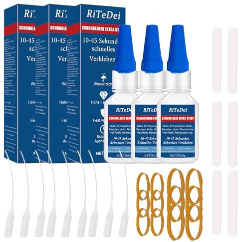 30 g x 3 colla per scarpe, extra forte, impermeabile, trasparente, per scarpe da ginnastica, suole, stivali, sandali, tacchi alti, pelle