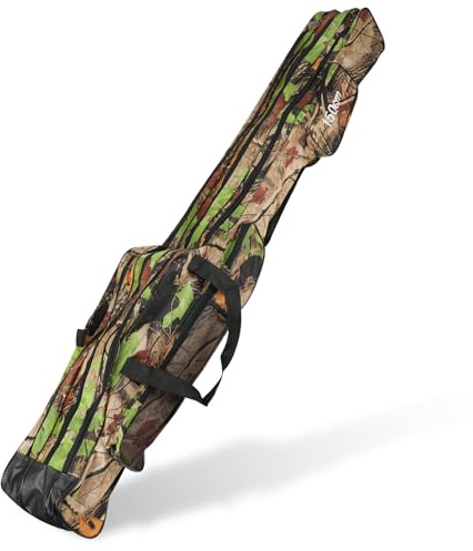 Tokenhigh Fishing Rod Carry Case 150cm, Padded Water-Resistant Fishing Rod Bag with Reel Organizer & Multiple Pockets, Portable Tackle Storage Bag for Rods & Gear (Camouflage Green)
