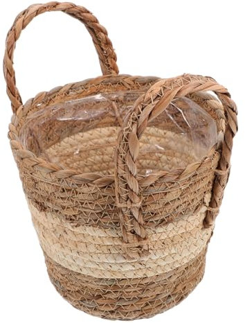 TOYANDONA Panier Tressé Osier Naturel Pot De Fleurs Végétation Artisanale Panier De Rangement pour Plantes Succulentes Décoration Maison Et Extérieur Moyen