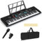 Maxmass 61 Keys Digital Piano, Portable Electric Keyboard Piano with Dual Power Supply Mode, Built-in Speakers, Microphone, Keynote Stickers, Music Stand, Carry Bag, for Beginners Adults