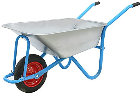 Professional Heavy Duty Galvanised Garden Wheelbarrow, Solid Puncture Proof Tire for DIY, Outdoor and Equestrian Use