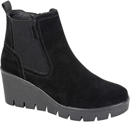 Cipriata AMINA L708 Ladies Suede Inside Zip Gusset Memory Foam Wedge Ankle Boots