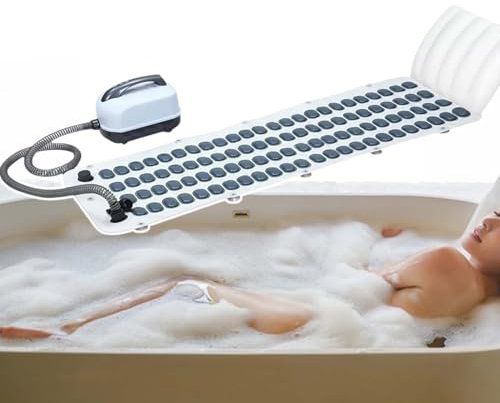 HCAUYNN Hydrotherapie-MassagegeräT, Elektrische Sprudelmassagematte Mit Kissen FüR Die Badewanne, Einfache Bedienung Per Knopfdruck FüR Erwachsene.,124cm