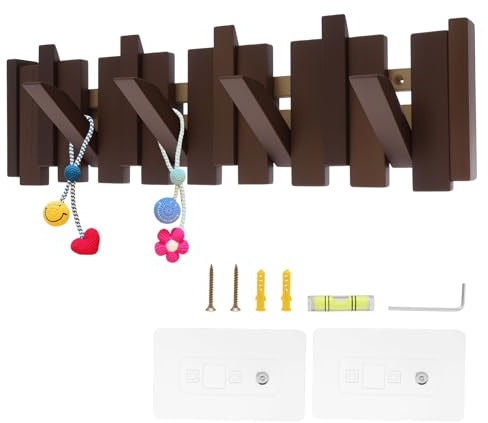 Fyeme Wall Mounted Piano Coat Rack ooden Multi Hook Coat Rack with 8 Hooks Wooden Jackets Hanger Piano Key Rack for Entryway Bathroom