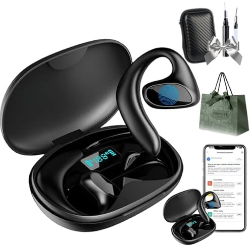 Sonabuds übersetzer, Qinax Talkbuds übersetzer, Ki kopfhörer mit 144 sprachausgabe, Open Ear kopfhörer Bluetooth, Ohrhörer mit KI-Übersetzung in Echtzeit für Reisen, Business, Lernen (Schwarz)