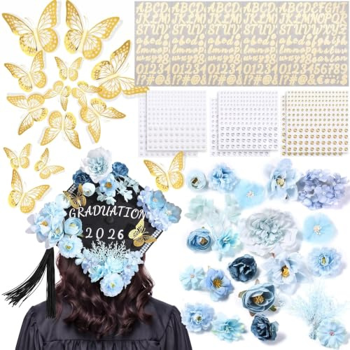 Yaryang Bastle Deine Eigene Abschlusskappe für Abschluss 2026 DIY Abschlussmützen Dekoration für Abitur Universität Graduation Cap Bachelor Hut Doktorhut(Blau)