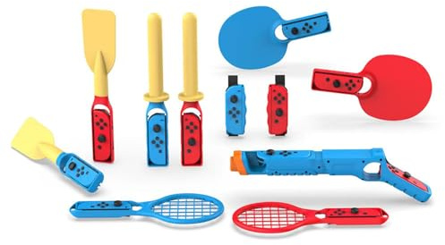 TNS-2152 Spiel Schießgriffhalter, Armband, Tennisschläger, Gaming, Zubehör Set für Switch/Controller, Schießhalter, Spielzubehör Bundle für