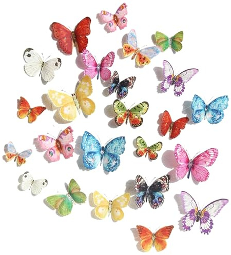 KASESSS 24 Stück 3D Schmetterlinge Deko, Schmetterling Wandtattoo Abnehmbare, Aquarellstil Sticker Schmetterlinge, Bunt Reichhaltig Klebstoff Schmetterlingsaufkleber für Party Kinderzimmer Heimdeko