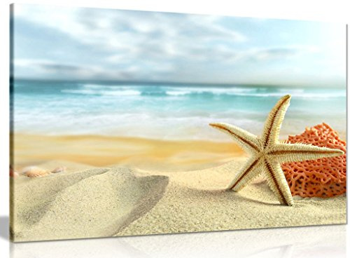 Starfish Beach Wall Decoration Canvas Wall Art Picture Print (18x12in)