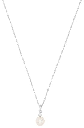Amor Kette mit Anhänger 925 Sterling Silber Damen Halsschmuck, mit Zirkonia synth., mit Süßwasserzuchtperle, 42 cm, Silber, Kommt in Schmuck Geschenk Box, 2012671