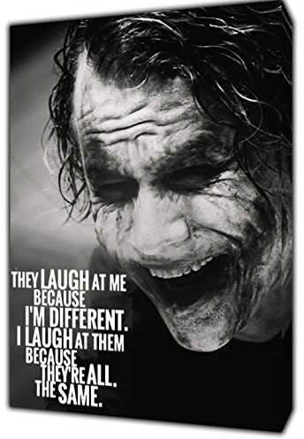 ARTSPRINTS Joker englischer Aufdruck; „They Laugh at Me...“, Fotodruck auf Holzrahmen, Stoff-Leinwand, 30’’ x 24’’ inch(76x 60 cm)-18mm depth