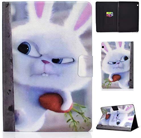 Huawei MediaPad T5 10 Case - Bspring Premium PU Leather Folio Case Stand Cover for Huawei Mediapad T5 10.1Inch Tablet 2018, White Rabbit