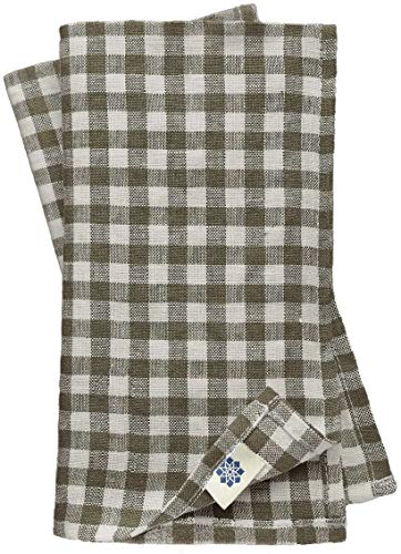 Linen & Cotton 4 x Stoffservietten Servietten Stoff Leinenservietten Kariert im Landhausstil Estella - 100% Leinen, Weiß Weiss Grau (43 x 43cm) Verschiedene Frühling/Home Küche Restaurant Cafe Bistro