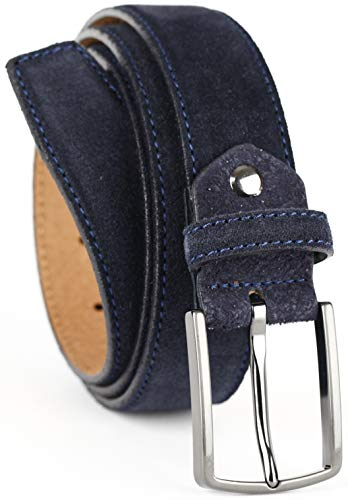 QUAMOD Wildleder Gürtel Damen Herren Hochwertiger Velours Ledergürtel Unisex 3,5 cm (35 mm) breit, Velourleder gürtel mit Geschenk-Box umweltfreundliche und faire Produktion