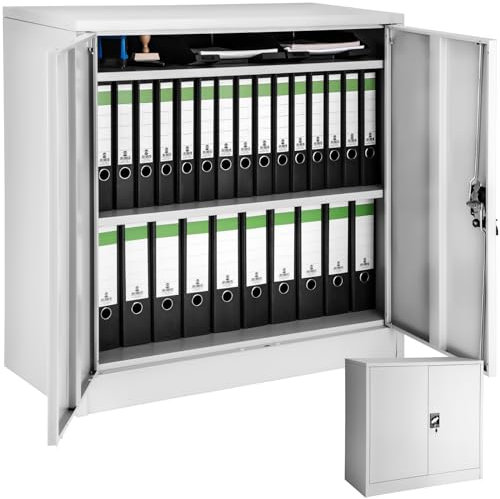 TecTake 800412 Armoire de Bureau Metallique Verrouillable avec Étagères - diverses Tailles au Choix (90x40x90 cm | No. 402486)
