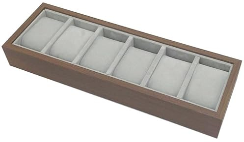 mixed24 Holz Vorlagebrett für 6 Uhren Uhrenkoffer Uhrentablett Uhrenpräsentation Uhrenaufbewahrung Uhrenbox Uhrendisplay Vorzeigetablett Vorlagetablett