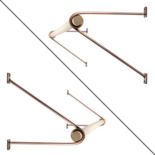 Natural Goods Berlin Wandgarderobe GARD Prenzlberg | Kleiderstangenhalterung für die Wand | 8mm Materialstärke | Flurgarderobe | DIY (Antik Roségold, T26 x B80cm Kleiderstange Holz)