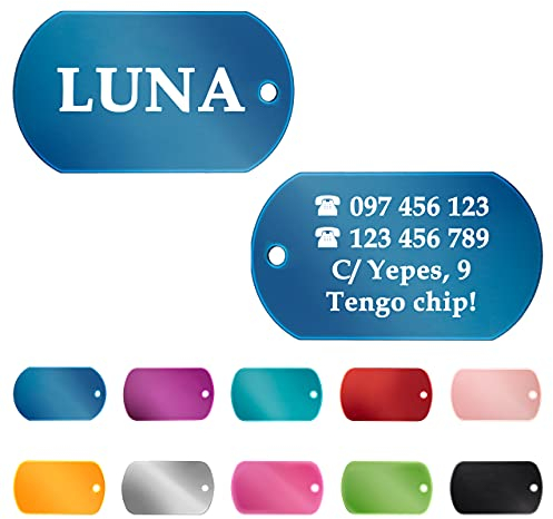 Ibera gifts Hundemarke mit Gravur - Personalisierte Hundemarke in Militär Erkennungsmarke Form für große Hunde - Hochwertiges Aluminium - Dog Tag mit Gravur