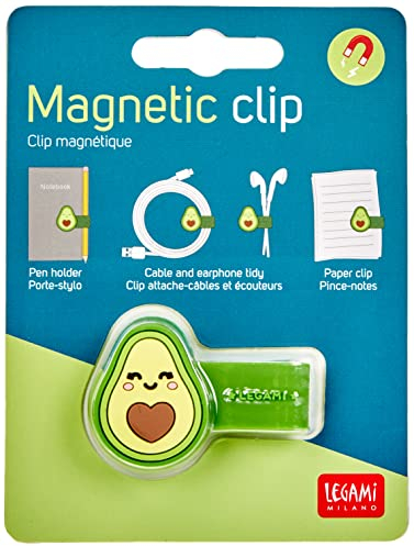 Legami - Clip Magnetica, 4,8x3,3 cm, Set di Clip chiudi Pacco, Ideale per Tenere i Cavi Ordinati, Fissare la Penna al Taccuino, Tenere Uniti gli Auricolari, Avocado