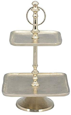 EXNER dekorative quadratische Deko-Etagere Tisch-Etagere Küchen-Etagere 2-stufig Metall Vintage Landhaus Stil
