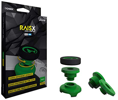 GAIMX RAISX CORE PS5 PS4 Stick Control Aim-Hilfe/Zielhilfe - Aim-optimierer - Playstation 4 & 5 Zubehör- Thumbstick-Verlängerung in DREI verschiedenen Höhen (Grün)