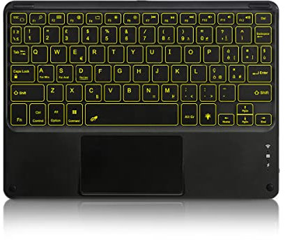 KOOCHUWAH Tastiera K08 con Touchpad 7 Colori Retroilluminata QWERTY Italiana Senza Fili Bluetooth 3.0 Ricaricabile Per Qualsiasi Sistema Operativo iOS/Android/Windows