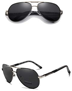KINGSEVEN Pilotensonnenbrille Polarisiert (Grau/Silber - Schwarz)