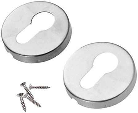 2 Pièces Cache-Trous en Acier Inoxydable,Couvercle de Trou Cylindrique Européen,Verrous de Porte en Acier Inoxydable,Rosace Cylindre,pour Porte D'entrée Sécurité et Prévention des Dommages Clés