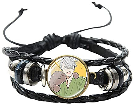 Süßes Yuri! on Ice Charm-Armband, Victor Nikiforov Makkachin, Cartoon, bedruckte Glaskuppel, Lederarmband, Cosplay-Schmuck