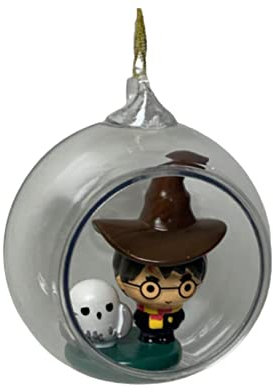 Licensed Primark Harry Potter & Hedwig Christmas Open Glass Baubles Xmas Tree Hanging Decoration (Harry Potter & Hedwig Glass Bauble), One Size