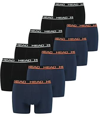 HEAD Herren Men's Basic Boxers Boxer Shorts 10 er Pack, Farbe:Schwarz - Blau, Bekleidungsgröße:XL