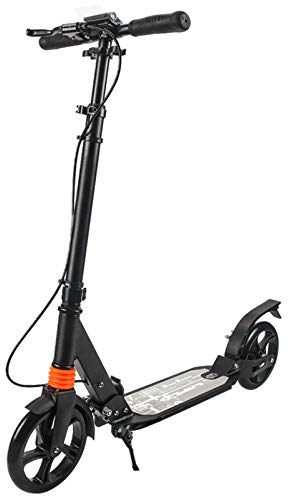 Schwarz Cityroller Erwachsene Klappbar, Doppelfederung Adult Kick Scooter 100 KG, Tretroller Für Erwachsene Kinder Mit Scheibenbremse