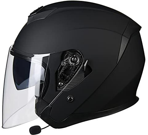 LHBM Casco Moto Jet Bluetooth Integrato Mezzo Casco,Vintage Scooter Jet Helmets ECE Omologato,con Occhiali Visiera Sole a Scomparsa con Microfono Speaker per Donna e Uomo Adulto G,XXL=63-64cm