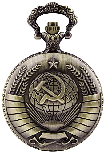 Tiong Herren Taschenuhr Vintage Steampunk Quarz Analog Taschenuhr und Kette - Geschenk für Hochzeit Gefälligkeiten Geburtstag Vatertag Geschenk, Sichelhammer, Vintage-Stil