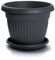 IMJ-Global Vaso con Sottovaso per piante Fiori DCE40-POD33 TERRA Tondo Ø40cm da interno esterno Nero 20 Litri Ø40x31,5 cm design Classico Fioriera in plastica da balcone Grigio Antracite