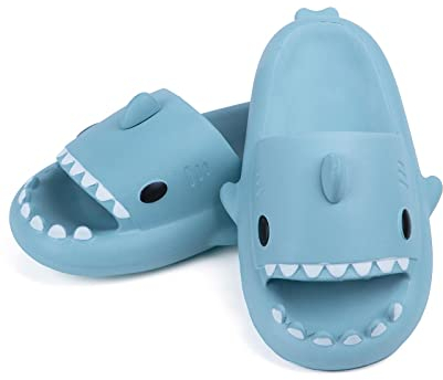 SAGUARO Shark Slippers Kinder Weich Bequem Hai Hausschuhe Jungen Mädchen Strand Haifisch Schlappen Original Wolken Badelatschen Pillow Latschen Blau 24/25