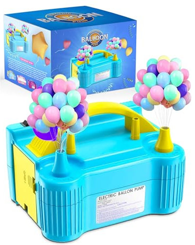 K-MART Electric Balloon Pump, Portable Dual Nozzle Electric Air Pump for Balloons, Balloon Machine for Bulk Balloons Filling, Balloon Pump Electric for Outdoors Events (AC220-240V 600W) (Blue)