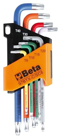 Beta 97BTX-C/SC8 - Stiftschlüsselsatz, 8-teilig, farbig, mit kugelförmigem kopf, für Torx®-Schrauben