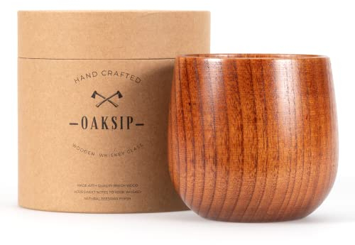 Oaksip The Original Wooden Bourbon Drinking Glass Bourbon Gifts for Men | Wooden Old Fashioned Glass | Great Whiskey Gifts for Husband, Dad, or Brother | Perfect Present For Men Who Have Everything
