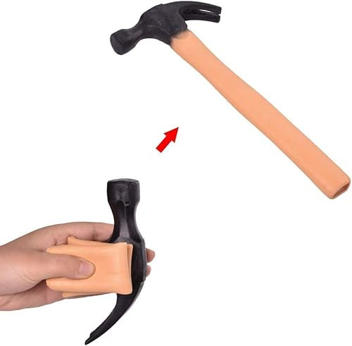 MOMOMAGE The Super Latex Rubber Fake Hammer Trick for Pro Crazy Hammer Magic Tricks Appearing Vanishing Magic Stage Gimmick Accessories Comedy