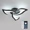 Dorlink Deckenlampe LED Dimmbar, Blumen Deckenlampe Schlafzimmer mit Fernbedienung 35W 3150LM, 3 Lichter Lampe Wohnzimmer 3000K-6500K, Schwarz Esstischlampe, Moderne LED Deckenlampe für Küche, Ø58CM