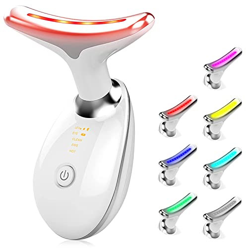 CooBES Electric Massager,Red Light Therapy for Face,Portable High Frequency Heat Massage Face Lifting, 45°C for Beauty and skincare tools,EMS Massage Face Toning for Women.(7-Color LED Mode-White)