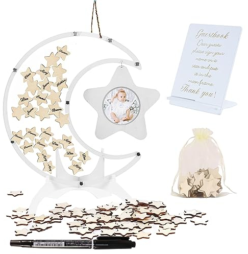 Babyparty Gästebuch aus Holz,Taufbuch,Geburtstag Deko voller Liebe für Erwachsene & Kinder,BabyShower Deko der etwas Anderen Art,Andenken beschreibbar für Mädchen & Jungen,Gender Reveal Gästebuch