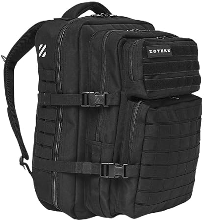 ZOTEKK | Urban Backpack Rucksack 35L | Handgepäck beim Camping und Wandern | Gepolsterter Rücken und verstellbare Schultergurte - Black