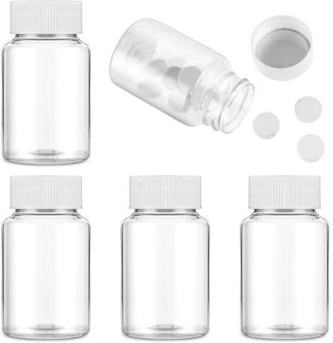 4 PCS Clear Pill Bottle Plastic Medicine Bottle Empty Reagent Bottle Pill Cases Dispenser Organizers Storing Fish Oil Vitamin Medication 80ML